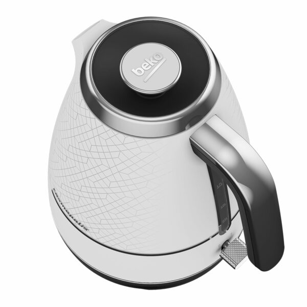 BEKO Cosmopolis Dome Kettle WKM8307CR, Retro White Chrome Design,1.7 L Capacity 3000 W Includes Removable Lid, Easy Pour Spout and Boil Dry Protection