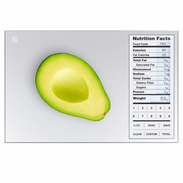 Greater Goods Nourish Digital Kitchen Food Scale and Portions Nutritional Facts Display