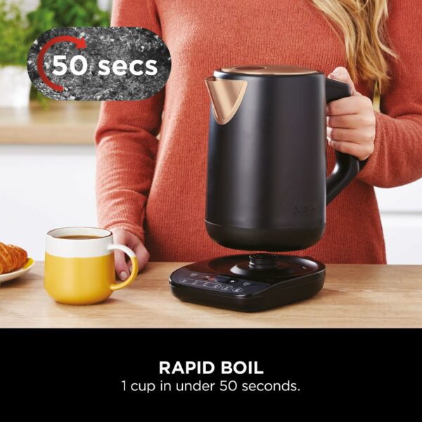 Ninja Perfect Temperature Kettle, 1.7L, with Temperature Control, LED Display, Easy to Use Kettle with Rapid Boil and Temperature Hold, Black & Copper, KT200UKCP