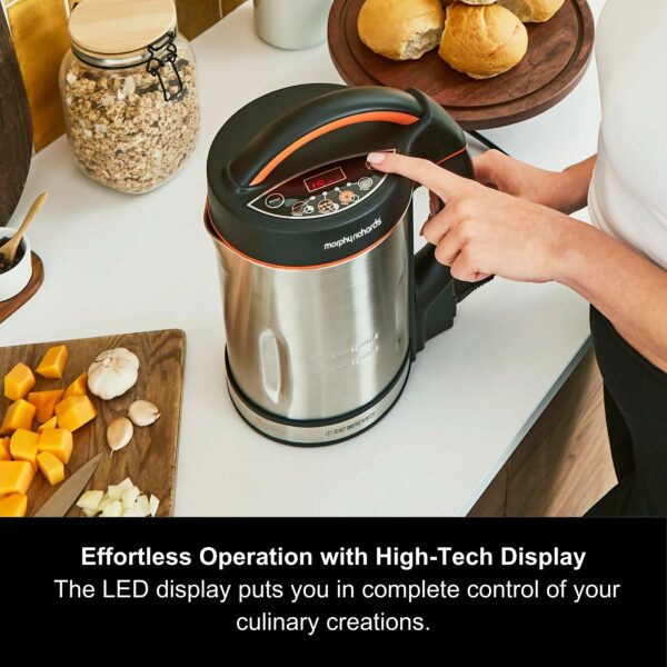 Morphy Richards Classic Soup Maker, 1.6L, Multi-Settings, LED Displayed Panel, Motorised Blade, Stainless Steel, 1000W, 48822