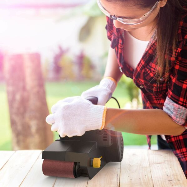 Jellas Belt Sander, 750W Electric Sander, with 10Pcs Sanding Belts and Dust Bag, Bench Sander with Variable-Speed Control, 2 in 1 Vacuum Adapter, 10 Feet (3 Meters) Length Power Cord