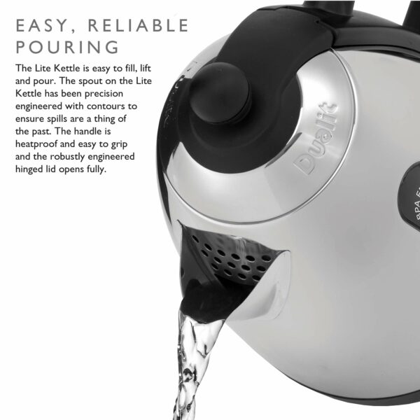 Dualit Lite Kettle - 1.5L Jug Kettle - Polished with Black Trim, High Gloss Finish - Fast Boiling - 72010