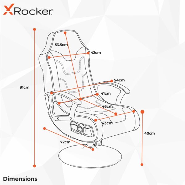 X-Rocker Aries 2.1 Gaming Chair with Speakers and Subwoofer for Junior Gamers, Foldable Audio Pedestal Console Games Chair, Faux Leather PU - Black/Red