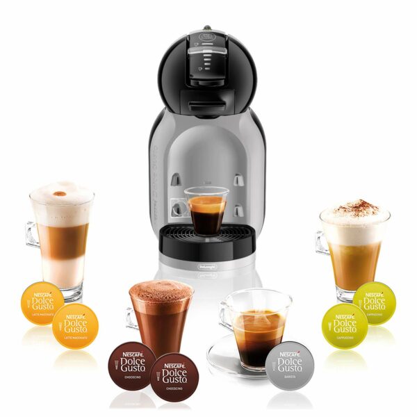 NESCAFÉ Dolce Gusto EDG155.BG Mini-Me Automatic Coffee Machine Black & Arctic Grey by De’Longhi - Starter Kit
