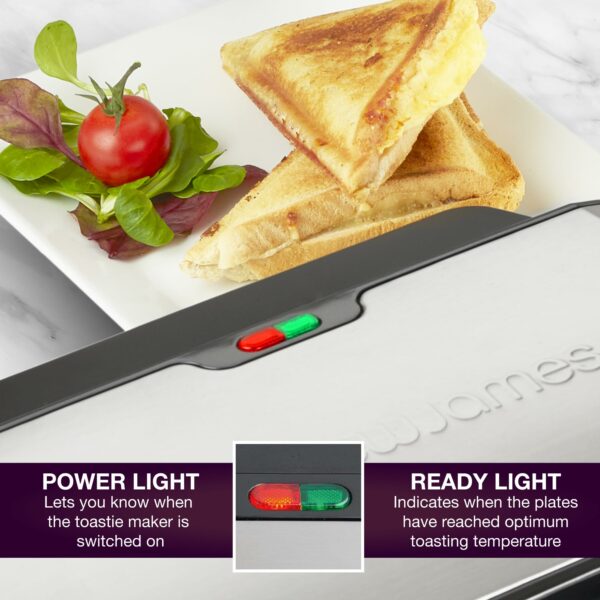 Andrew James Electric Deep Fill Toasted Sandwich Maker Grill, 4 Slice Triangle Press with Cool Touch Handle, Non-Stick Plates for Thick Cheese Toasties, 900W, For Large Deep Filled Toasted Sandwiches