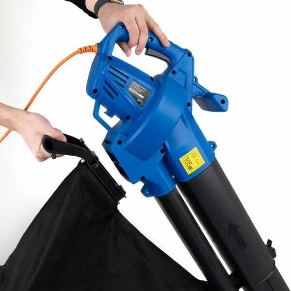 Hyundai Leaf Blower, Garden Vacuum & Mulcher with Large 45 Litre Collection Bag, 12m Cable, 62-170mph Variable Airspeed, Powerful 3000w & 3 Year Warranty