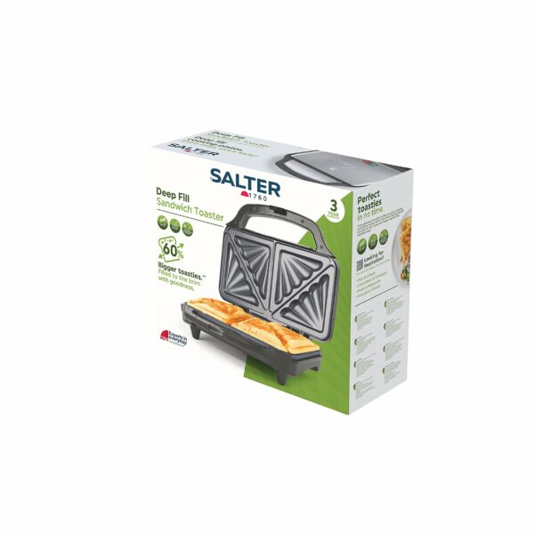 Salter Sandwich Toaster – Non-Stick, Deep Fill Toastie Maker, Cook 2 Toasted Sandwiches Together, 4 Slice Grill Press