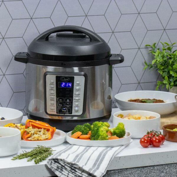 Quest 63009 Pressure Cooker Electric 6L / 12-in-1 Multi-Function Cooker/Stainless Steel Housing / 1000W / Slow Cook, Steam, Roast, Keep Warm & More/Recipe Book Included