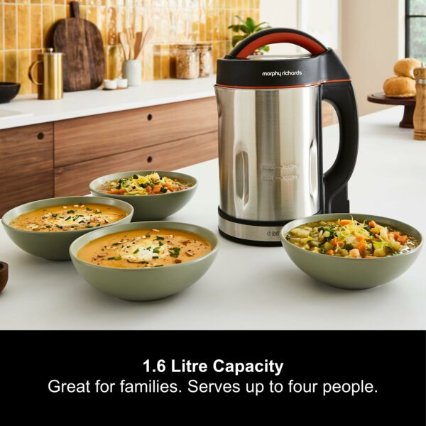 Morphy Richards Classic Soup Maker, 1.6L, Multi-Settings, LED Displayed Panel, Motorised Blade, Stainless Steel, 1000W, 48822