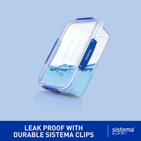 Sistema KLIP IT PLUS Leakproof Food Storage Containers | 1 L | Airtight, Stackable & Nestable Meal Prep Containers with Lids | School Lunch Boxes | BPA-Free | 3 Count