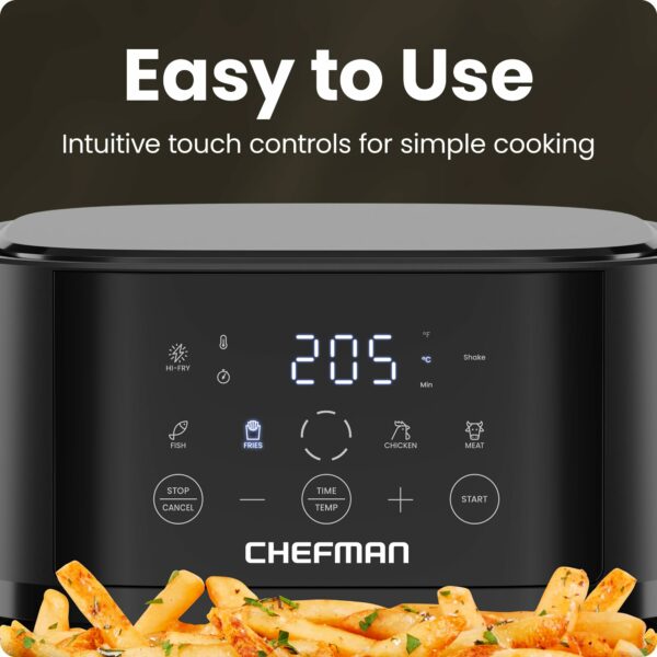 Chefman 3.8L Air Fryer, Touch Controls with 4 Presets, Compact Air Fryer with Hi-Fry Technology for Extra Crisp, Quick & Easy Meals, Nonstick & Dishwasher Safe Basket, Black