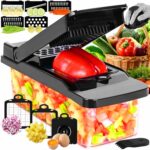Vegetable Chopper, Pro Onion Chopper, Kitchen Mandoline Food Chopper, Multifunctional Kitchen Vegetable Slicer Dicer Cutter,Mandoline Vegetable Slicer Salad Chopper,Carrot and Garlic Chopper