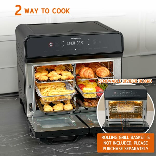 HYSapientia® 22L Dual Zone Air Fryer Oven With Rotisserie,Large Double Air fryers Mini Oven Digital 2400W 10 in 1 Airfryer Countertop Convection Oven electric and grill,Stainless Steel,13 Accessories…