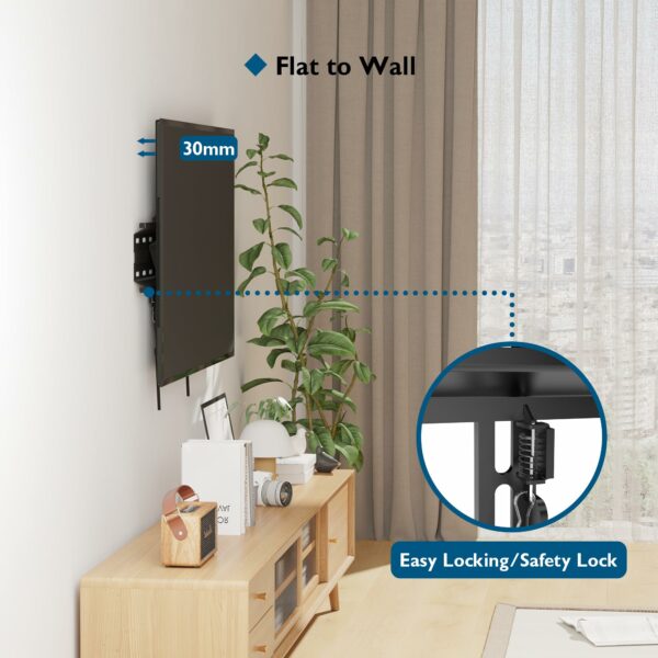 BONTEC Ultra Slim TV Wall Bracket, Tilting TV Wall Mount for 23-60 Inch TVs, Low Profile TV Bracket, Max VESA 400x400mm, Holds Up to 45kg, Spring Locking System, Includes 5 Cable Ties