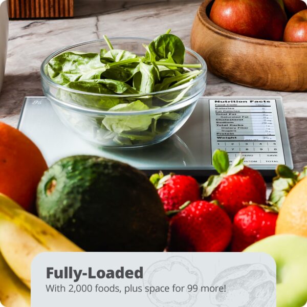 Greater Goods Nourish Digital Kitchen Food Scale and Portions Nutritional Facts Display