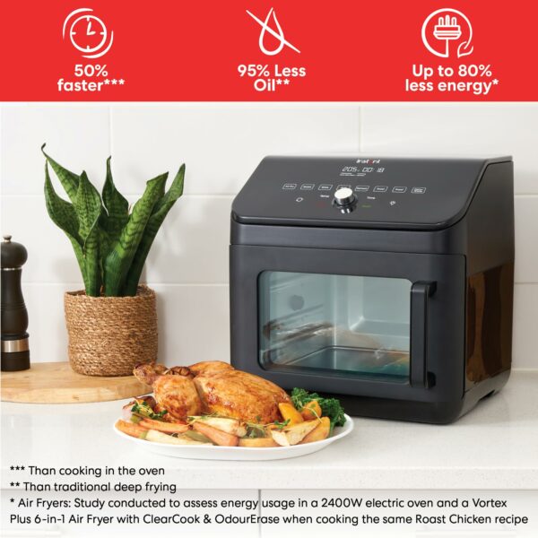 Instant Digital Large Air Fryer Oven with XXL Capacity and Easy to Use 9 Smart Programmes - Air Fry, Roast, Rotisserie, Grill, Bake, Toast, Reheat, Dehydrate & Proof, Black, 13L - 1700W