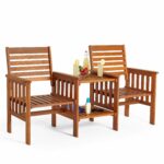 VonHaus Love Seat for Garden - 2 Seater Jack and Jill Love Seat Patio Set - 2 Person Hardwood Garden Loveseat - Companion Set