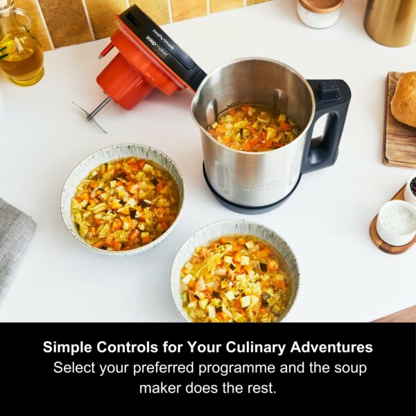Morphy Richards Compact Soup Maker, Blend & Cook Smooth & Chunky Soup, Smoothies, Black & Stainless Steel, 1 Litre, 900 W, 501021