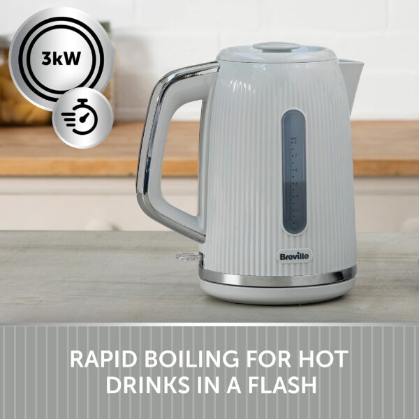 Breville Bold Ice Grey Electric Kettle | 1.7L | 3kW Fast Boil | Grey & Silver Chrome [VKT222]