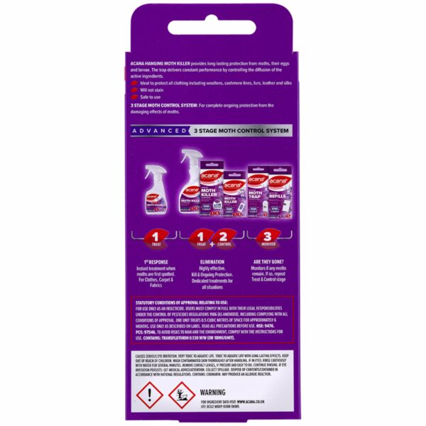 8 units of Acana Hanging Moth Killer & Freshener for wardrobe protect clothes by Acana
