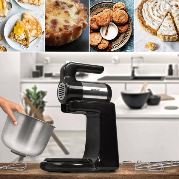 Duronic SM3 Twin Hand and Stand Mixer Set Electric | 300W | Black & Stainless Steel |Baking | 5 Speed | Turbo Function | 4 Litre Bowl | 2 Beaters | 2 Hooks | 1 Whisk