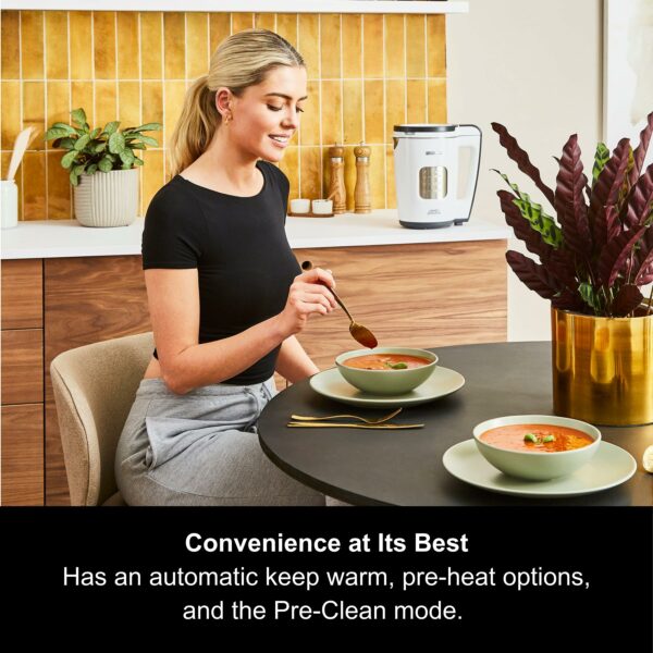 Morphy Richards 1.6L Total Control Soup Maker, Smart Response Technology, Portion Control, 9 Settings, Keep Warm Function, Cool Touch, Touchscreen Display, Stainless Steel Pan, White, 501020