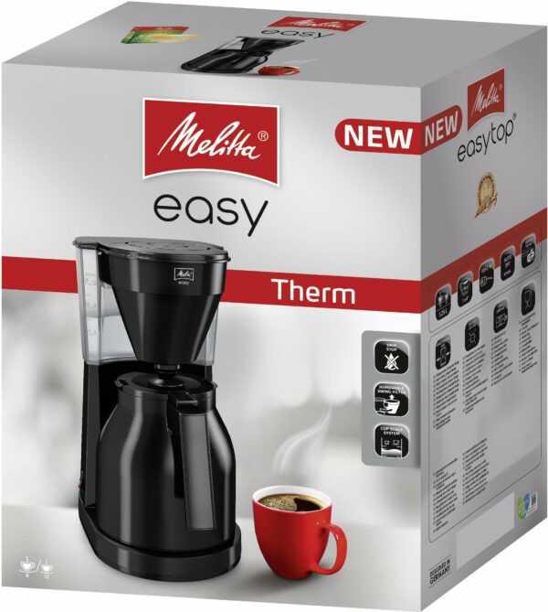 Melitta Filter Coffee Machine with Insulated Jug, Easy Therm II Model, 1023-06, Black, 6762891