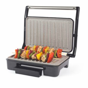 Salter Marblestone Health Grill – Non-Stick Panini Maker, No Oil Needed, Floating Hinge For Larger Foods, Automatic Temperature Control, Built-In Removable Drip Tray, Cool Touch Handle, 750W, EK2009