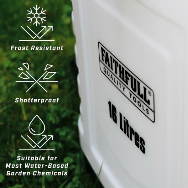 Faithfull Pressure Sprayer Knapsack - 16 Litre Capacity Garden Spray Pump with 3 Adjustable Nozzles & Service kit