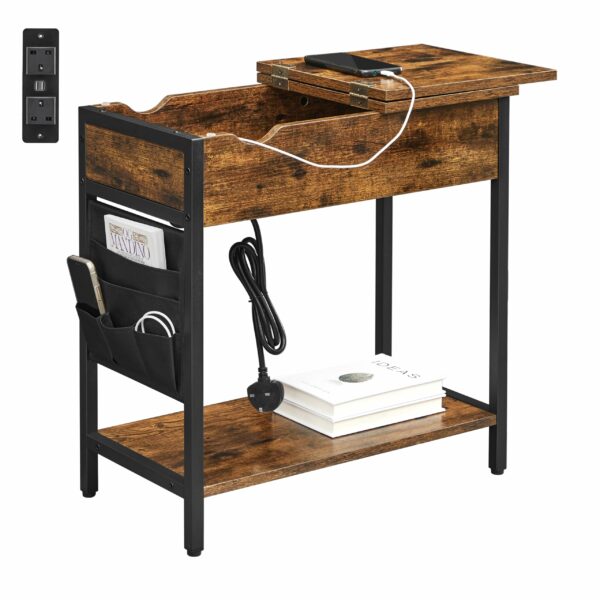 Vasagle Slim Side Table with Charging Station