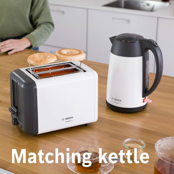 Bosch DesignLine Toaster TAT3P421GB, Stainless Steel, 970 W, White