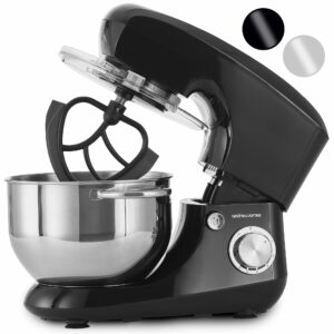 Andrew James Stand Mixer for Baking Food Mixer | 1300W Max | Large 5.5 Litre Bowl 6 Speed Pulse Mode | Kitchen Cake Mixers | Flexi-Beater Dough Hook Balloon Whisk Removable Splash Guard