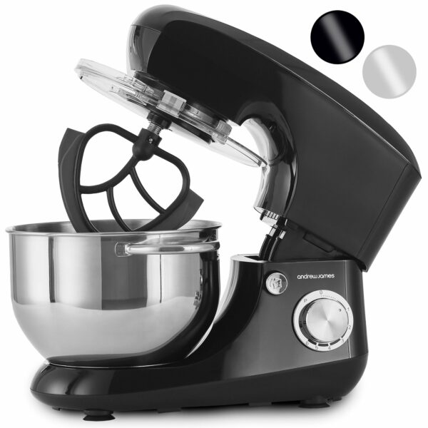 Andrew James Stand Mixer for Baking Food Mixer | 1300W Max | Large 5.5 Litre Bowl 6 Speed Pulse Mode | Kitchen Cake Mixers | Flexi-Beater Dough Hook Balloon Whisk Removable Splash Guard