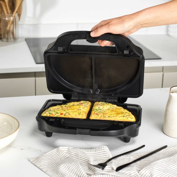 Salter 4-In-1 Snack Maker - Sandwich Toaster, Waffle Maker, Panini Press Grill, Omelette Maker, Removable Extra Large Deep Fill Hot Plates, Non-Stick, 900W, Auto Temperature Control, Stay Cool Handle