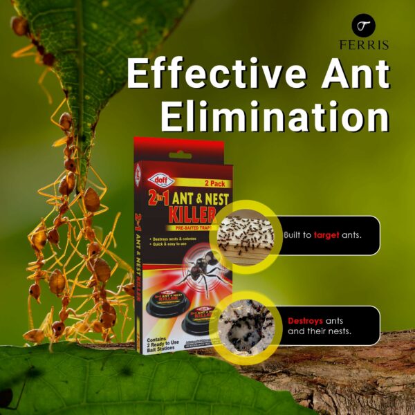 FERRIS | 2pk Ant Killer Bait Station Destroys Ants and their Nests | Ant Traps used Indoors, Kills Ant Colonies Use at Home & Garden | Strongest Control System - Clean and Easy to Use, Creates No Mess