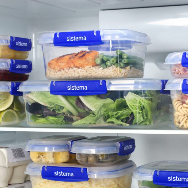 Sistema KLIP IT PLUS Leakproof Food Storage Containers | 1 L | Airtight, Stackable & Nestable Meal Prep Containers with Lids | School Lunch Boxes | BPA-Free | 3 Count