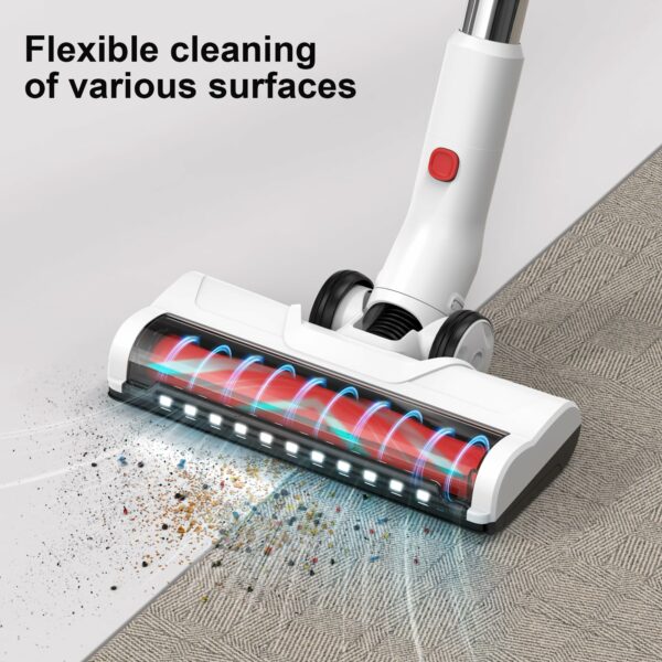 Syntecno Cordless Vacuum Cleaner Stick Vacuums - Electric Brooms Powerful Lightweight Vaccum Cleaners Upright Handheld