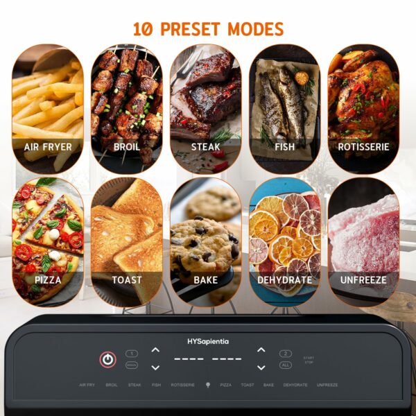 HYSapientia® 22L Dual Zone Air Fryer Oven With Rotisserie,Large Double Air fryers Mini Oven Digital 2400W 10 in 1 Airfryer Countertop Convection Oven electric and grill,Stainless Steel,13 Accessories…