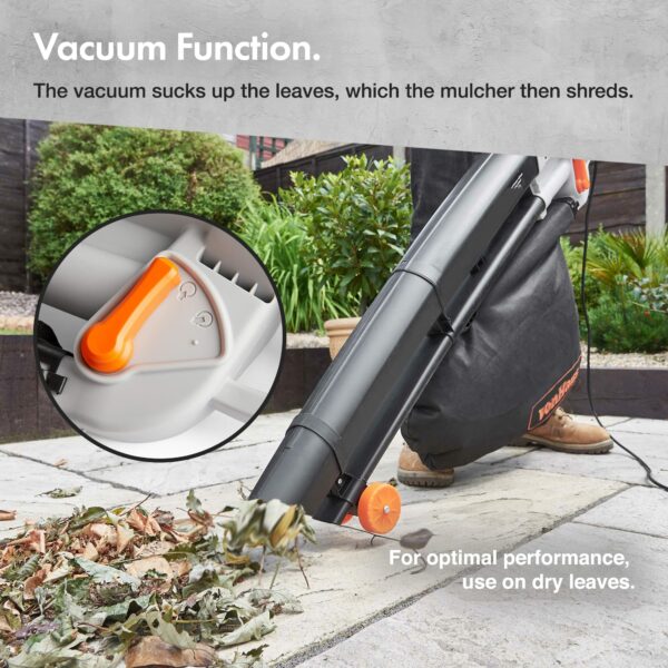 VonHaus Leaf Blower and Vacuum 3000W – Corded Leaves Collector, Clear Gardens, Patios, Gutters, Driveways & More – Lightweight, 10m Cable, Shoulder Strap, Wheels, 35L Collection Bag – 3 Year Warranty