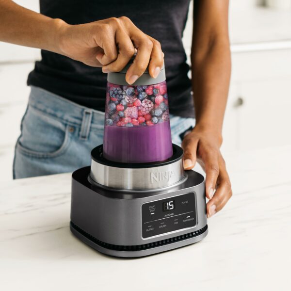 Ninja Foodi Power Nutri Blender 2-in-1, Blend Smoothie Bowls, Thick Spreads & Frozen Drinks, Automatic Programs, 700ml Cup & 400ml Bowl with with Power Paddle, 1100W, Silver CB100UK