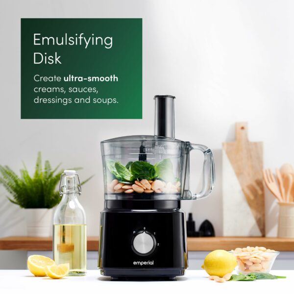 Emperial Food Processor and Blender – 2L Bowl, 1.8L Jug, Multifunctional 8in1 Citrus Juicer, Shredder, Slicer, Emulsifier & Grater – Features 2 Speeds + Pulse Control