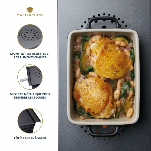MasterClass Professional Extra Large Three Light Food Warmer, Dish Warmer, Display Boxed, Black/Grey