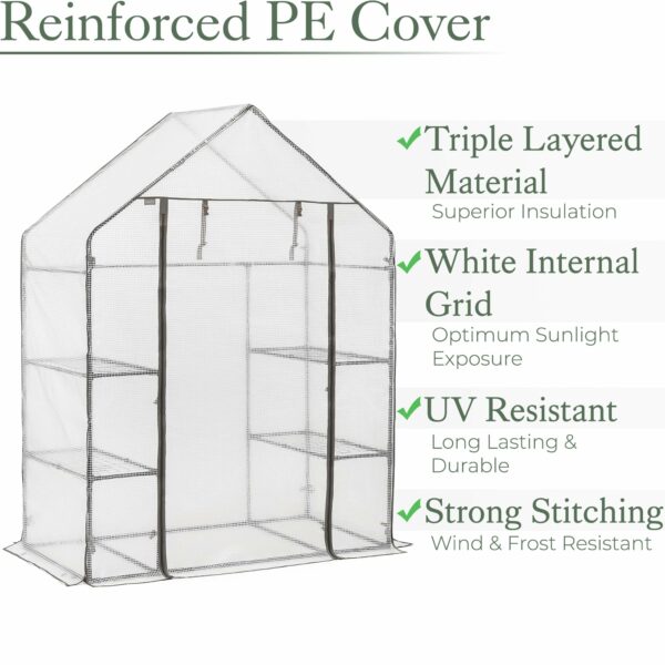 CHRISTOW Walk In Greenhouse With Shelves, Large Reinforced Green House With Tubular Steel Frame, 4 Shelf Heavy Duty Growhouse, 6ft 4in x 4ft 7in x 2ft 4in