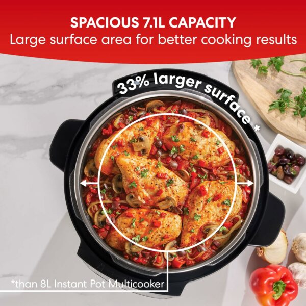 Instant Pot XL 7.1L Multicooker 7-in-1 Smart Cooker - Pressure, Slow, Steamer, Sauté, Yogurt Maker, Egg Cooker and Food Warmer - Stainless Steel Inner Pot, Black