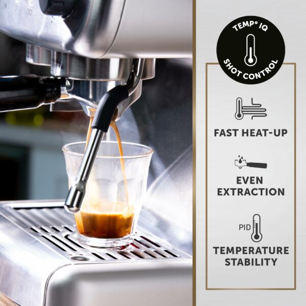 Breville Barista Max Espresso Machine , Latte & Cappuccino Coffee Maker with Integrated Bean Grinder & Steam Wand , 2.8 L Water Tank , 15 Bar Italian Pump , Stainless Steel