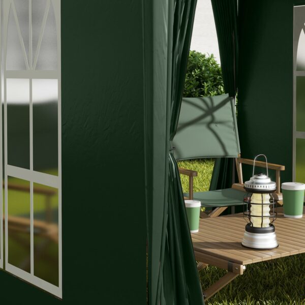 Outsunny 2 x 2 m Garden Pop Up Gazebo, Wedding Party Tent Marquee, Water Resistant Awning Canopy With Sidewalls, Windows, Carry Bag, Green