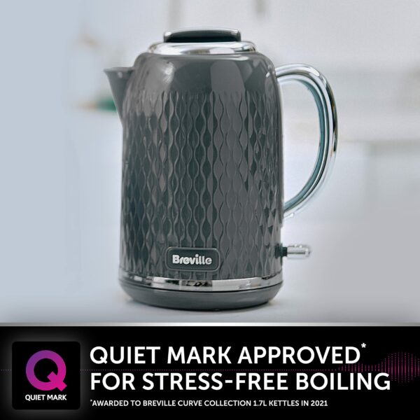 Breville Curve Electric Kettle | 1.7 Litre | 3KW Fast Boil | Grey & Chrome [VKT227]