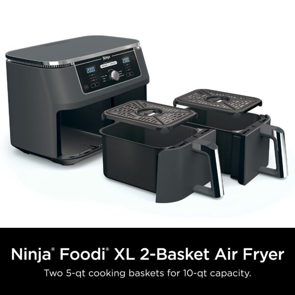 Ninja DZ401 Foodi 10 Quart 6-in-1 DualZone XL 2-Basket Air Fryer with 2 Independent Frying Baskets