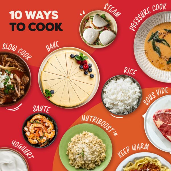 Instant Pot Pro 10-in-1 Multi-Cooker 5.7L - Black, Pressure Cooker, Slow Cooker, Rice Cooker, Sauté Pan, Yoghurt Maker, Food Warmer, Steamer Pot, Sous Vide, Bake, NutriBoost™, Dishwasher Safe