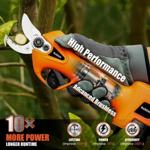 Kebtek Electric Secateurs,16.8V Cordless Pruning Shears Battery Powered Pruner Electric Branch Scissors with Brushless Motor, 25mm Max Diameter (YDN-B007)